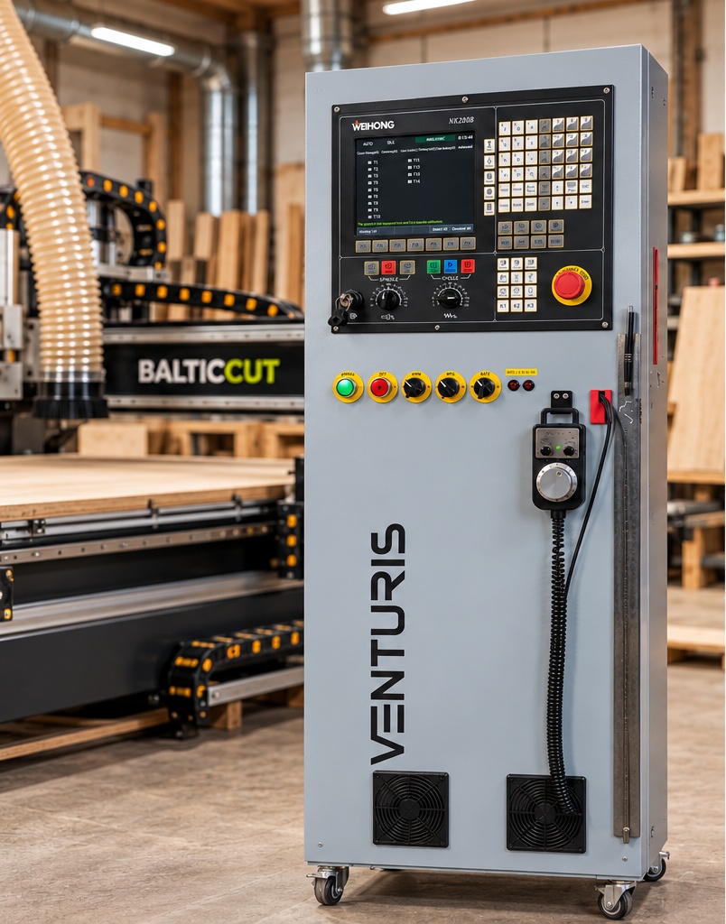 VENTURISe juhtkilp, mille taga on BALTICCUTi CNC-freespink