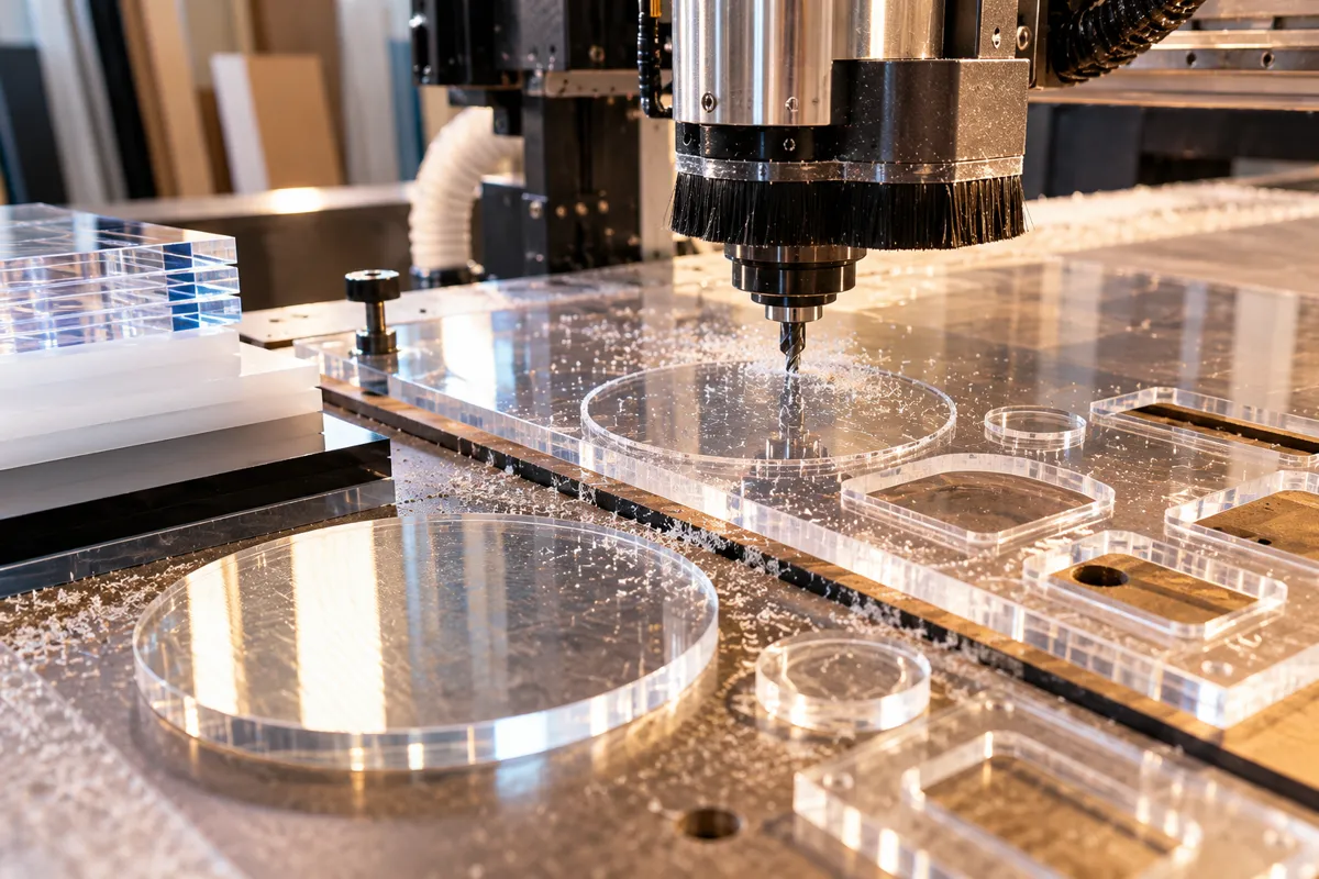 Läbipaistva akrüüllehe freesimine CNC-pingil